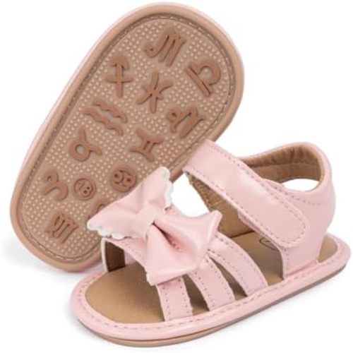 Babelvit Infant Baby Girl Boy Sandals Comfort Premium Summer Outdoor Casual Beach Shoes with Flower Bowknot Anti Slip Rubber Sole Newborn Toddler Prewalker First Walking Shoes