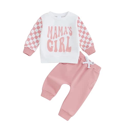Karwuiio Toddler Baby Boy Girl Clothes Checkerboard Print Long Sleeve Sweatshirt Tops and Pants Fall Clothing Set