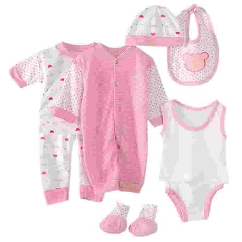 Edvintorg 8Pcs Newborn Baby Boy Girl Clothes Sets Cute Tops+Hat+Pants+Bib+Sock Shose+Romper Outfits Set Infant Baby Jumpsuit 0-3 Months Baby Costume On Clearance