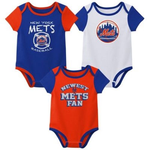 Mlb New York Mets Infant Boys' 3pk Bodysuit - 0-3m