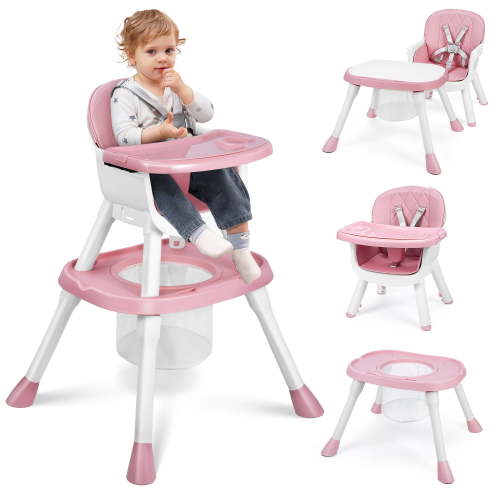 Babyeap 8-in-1 Baby High Chair, Feeding Chair, Table & Chair Set, Convertible Design for Babies & Toddlers,Pink