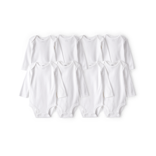 Baby 8-Pack Long Sleeve Cotton Bodysuits - White | Carter's