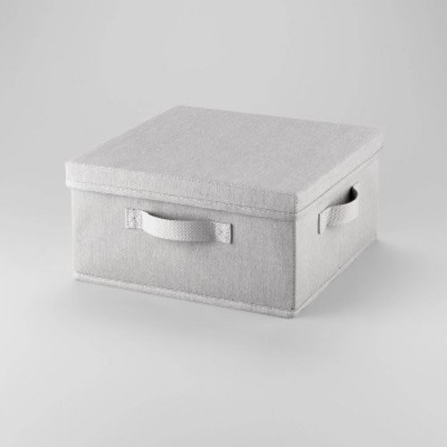 13"x13"x6" Fabric Bin with Lid Light Gray - Brightroom™