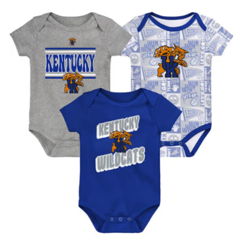 Kentucky Wildcats Baby ROYAL Sunday Commics 3PK SS One Piece Set - 133421562