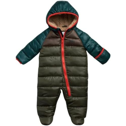 DKNY Baby Boys Sherpa Lined One Piece Snowsuit Hooded Insulated (0-9M)