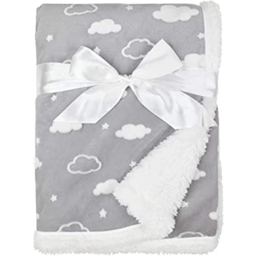 American Baby Company Heavenly Soft Chenille Sherpa Receiving Blanket, 3D Gray Cloud, 30" x 35", for Boys and Girls