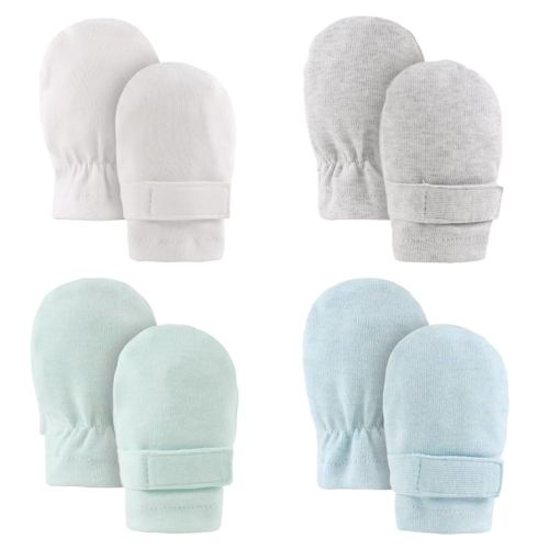 Newborn Baby Mittens Infant No Scratch Gloves Cotton Adjustable Mitts for Baby Girls Boys