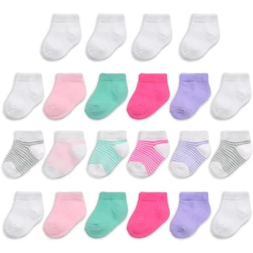 Fruit of the Loom Baby 22-Pack Grow & Fit Flex Zones Low Cut Stretch Socks - Unisex, Girls, Boys