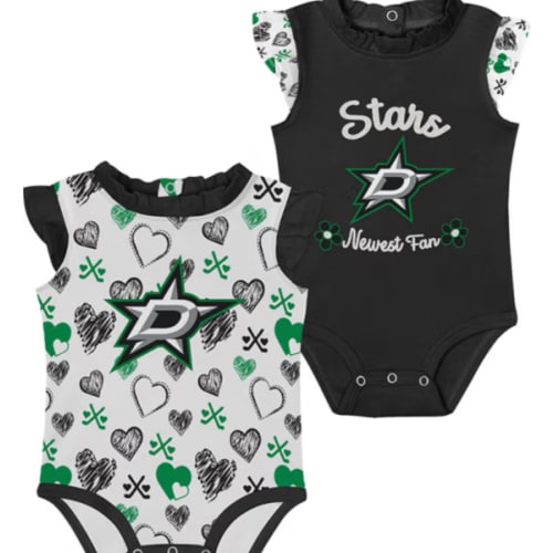 Dallas Stars Baby BLACK Happy Hearts Design One Piece Set - 133423642