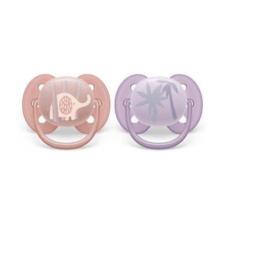 Philips Avent Ultra Soft Pacifier 0-6m, lychee elephant / lilac palms, 2 pack SCF091/09, Avent Ultra Soft Pacifier 0-6m lychee elephant 2pk - Walmart.ca