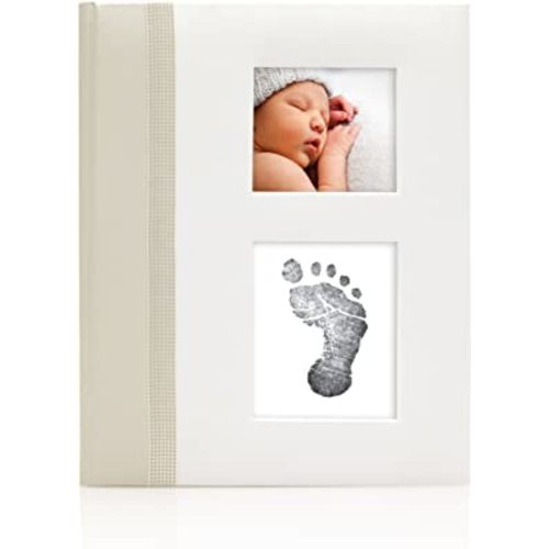 Pearhead First 5 Years Baby Memory Book With Clean-Touch Baby Safe Ink Pad To Make Baby’s Hand Or Footprint Included, Gender Neutral Registry Gift, Ivory Classic