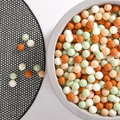 GOGOSO Cream Ball Pit Balls 100 Balls, 2.2 Inch Ball Pool Balls for Baby Fun Toys, Different Shaped for Toddler Ball Pit, Boys Girl Kids Birthday, Tent,Slides