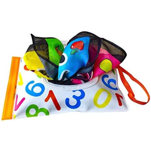 My Tissue Pouch Toy - 123 Set - 12 Chiffon Tissues - Learn Numbers 0-10 & 12 Colors - Infants to Preschoolers
