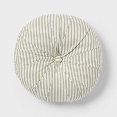 16"x16" Round Striped Decorative Throw Pillow Green for Dorm - Threshold™