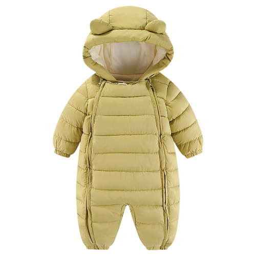 fatyb Baby Double Zipper Snowsuit with Hood Newborn Infant Warm Puffer Padded Jumpsuit Thermal Outwear