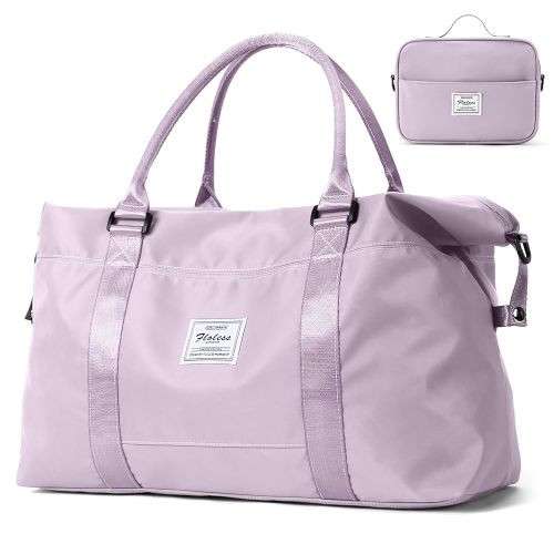 Travel Duffel Bags for Women,Weekender Overnight Bag with Wet Pocket & Toiletry Bag,Carry On Personal Item,Light Purple