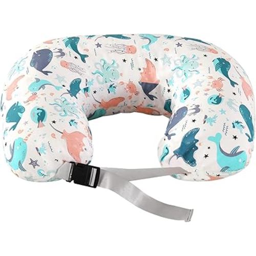 Nursing Pillow for Breastfeeding, Ergonomic Support Pillow Breast Feeding Pillow for Mom, Plus Size Breastfeeding Pillows with Adjustable Waist Strap & Removable Cotton Cover (Plus Size, Ocean World)