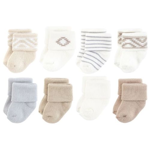 Hudson Baby Basics Infant Baby Cozy Terry Socks 8-Pack, Desert Weave, 6-12 Months