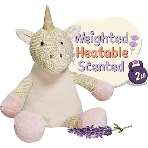 WILD BABY Microwavable & Weighted Plush Toy - Unicorn Stuffed Animal for Comfort & Warmth - Soft, Heatable Plushie for Snuggles - Great for Kids, Toddlers & All Ages