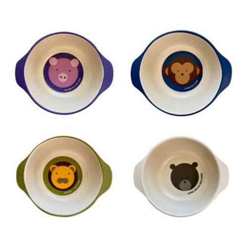 Red Rover 8oz 4pk Bamboo Kids' Animal Bowl Set: Toddler & Baby Dining Bowls, Bpa-free, Dishwasher-safe, Animal Theme