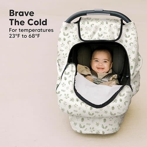 Car Seat Cover for Babies - Baby Car Seat Canopy for Spring, Autumn, Winter - Universal Stretch Fit Car Seat Cover for Babies, Boys, Girls - Breastfeeding Nursing Cover - Infant Carseat Cover (Laurel)
