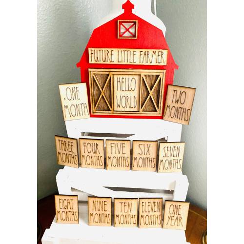 Personalized Gift, Baby Shower Gift, Baby Milestone, Baby Milestone Red Barn Themed w/Interchangeable Pieces
