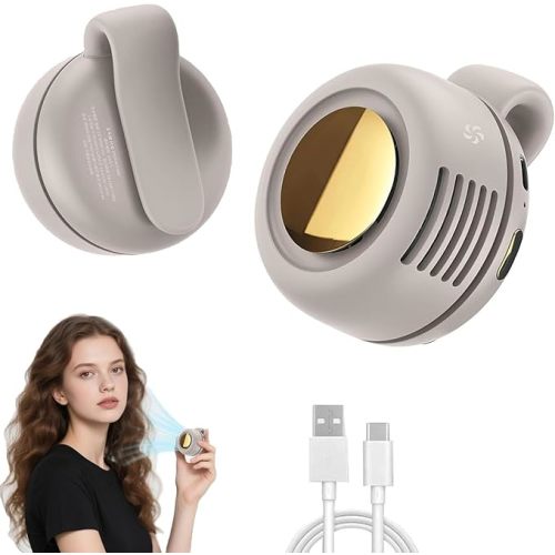 Portable Silent Mini Bladeless Fan Clip On,Small Clip Fan, Adjustable 3 Speeds Suspended, Waist Fans forclip onfan for shirt Suitable for Outdoor & Travel & Office (White)