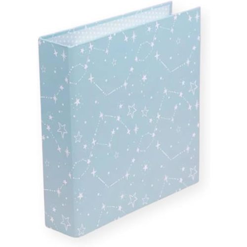 Craftelier - Constellation Print Lined Cardboard Album (6“ x 8”) | 2 White Metal D-Ring System | Sturdy Hard Cover | Size 22.5 x 23 x 6 cm - Color Mint Green