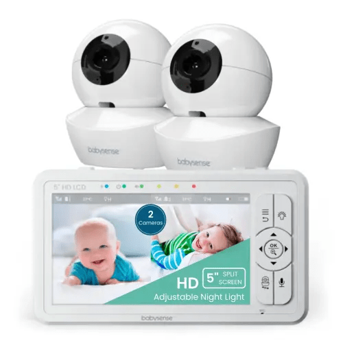 Babysense 5″ HD Split-Screen Baby Monitor – Includes 2 Cameras with Audio