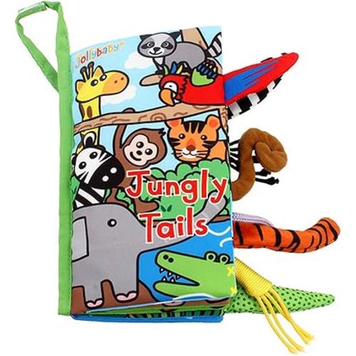 Baby Soft Animal Tails Activity Cloth Book with Crinkle Fabric, Jungly Tails