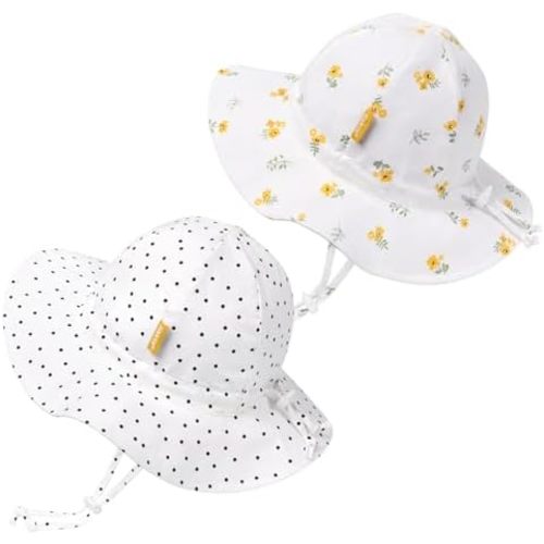 Baby Girl Sun Hat with UPF 50+ Outdoor Adjustable Toddler Beach Hat with Wide Brim Bucket Hats for Kids
