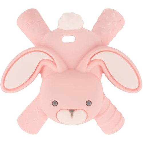 Itzy Ritzy - Ritzy Teether for Molars - Massages Sore Gums & Reaches Back Molars - Silicone Baby Teething Toy with Multiple Textures & Flexible Design - Teething Relief for 3 Months & Up (Bunny)