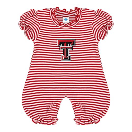 Creative Knitwear College Baby Striped Puff Sleeve Romper - Team Logo, Many Colors, for Girls (Newborn-12 Months)