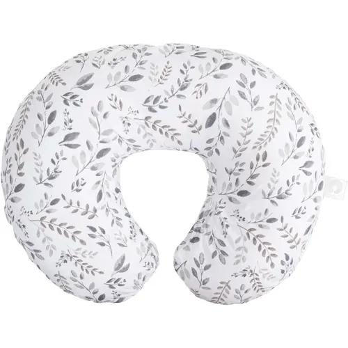 Boppy Original Nursing Pillow, Gray Taupe Leaves, Ergonomic Nursing Essentials for Bottle and Breastfeeding, Firm Fiber Fill, with Removable Pillow Cover, Machine Washable