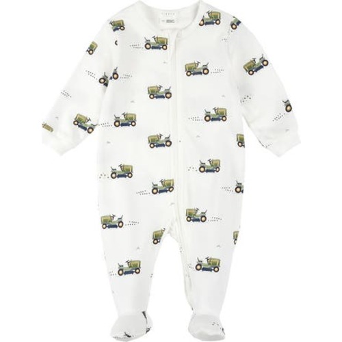 Lawnmower Print Cotton One-Piece Footed Pajamas, 3M