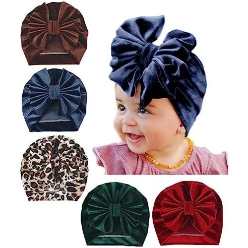 Newborn Hospital Hat Mittens Baby Beanies with Bow Knot Infant Caps Soft Cute Toddler Headwrap for Boys Girls