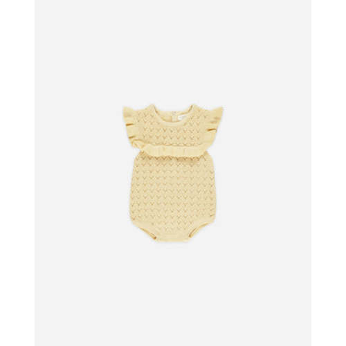 Pointelle Ruffle Romper || Yellow