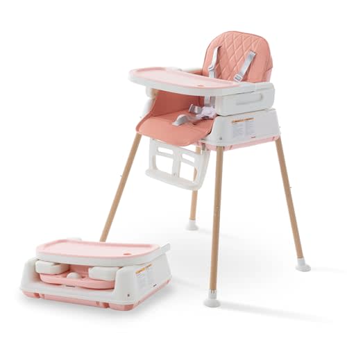 3 in 1 Baby High Chair,Adjustable Convertible Chairs Baby High Chairs for Babies and Toddlers,Portable and Easy to Clean,Pink
