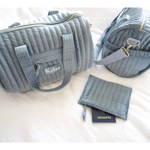 Personalized Velvet Duffle Bag with Small Pouch, Custom Name Duffel Bag, Carry-On Bag, Small Gym Bag, Weekender Overnight for Women & Girls