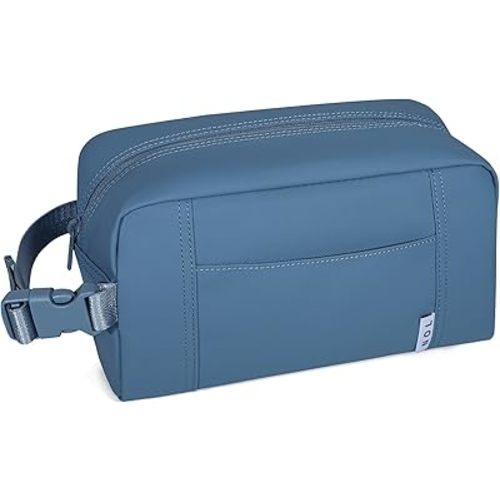 NOL Natural Organic Lifestyle Freezable Snack Bag, Leakproof Cooler Lunch Bag, Reusable, Zip Closure with Buckle Handle Nylon Waterproof Snack Box for Work Travel-Dusty blue