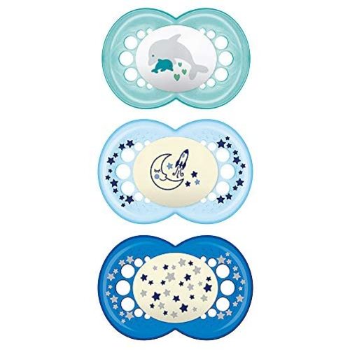 MAM Day & Night Pacifier Value Pack (1 Day & 2 Night Pacifiers), MAM Pacifiers 16 Plus Months, Best Pacifier for Breastfed Babies, Glow in The Dark Pacifier for Boys