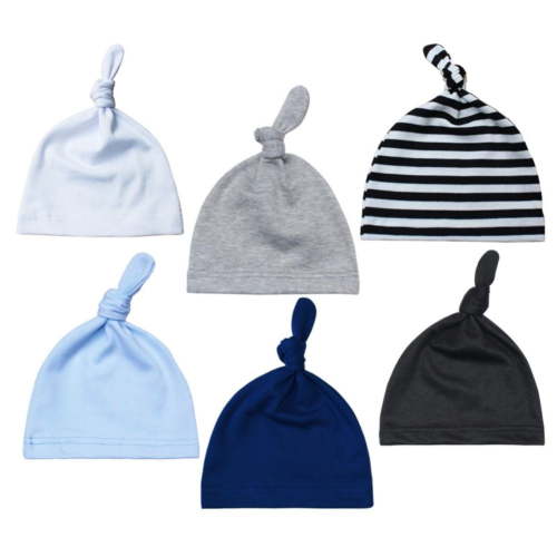 Xmarks 6 Pack Baby Newborn Hats Hospital Hat Knot Beanie Hats for Infant Baby Girls Boys Soft Warm Cozy Caps 0-6 Months