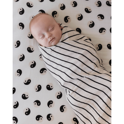 Muslin Swaddle | Grey & Black Stripe