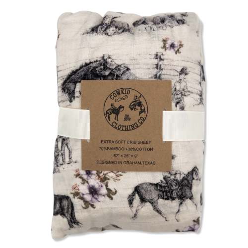 Western Serenity Bamboo Muslin Crib Sheet – Cowkid Clothing Company