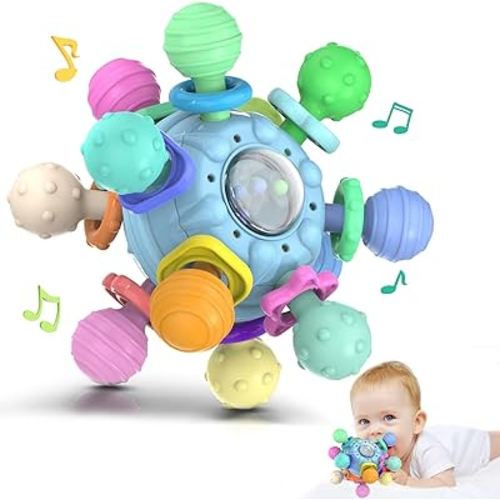 Baby Sensory Teething Toys: Montessori Toys Baby Teethers - Infant Newborn Gifts for 0 3 6 9 12 18 Months 1 Year Old Boys Girls - Baby Rattles Chew Toys - Developmental Learning Toy