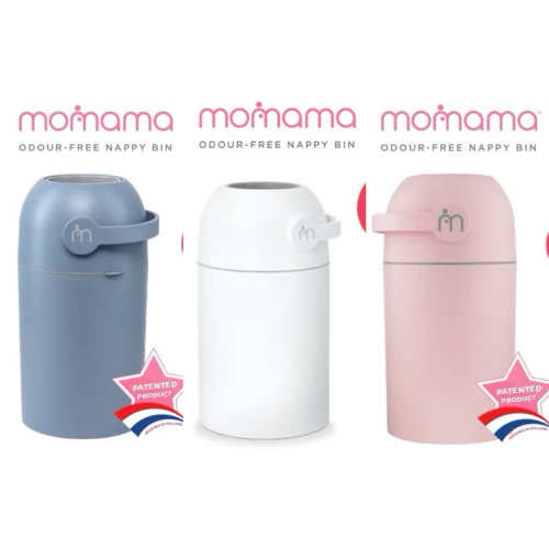 Momama® Odour-Free Nappy Bin - White | Pigeon / Pink/ Beige