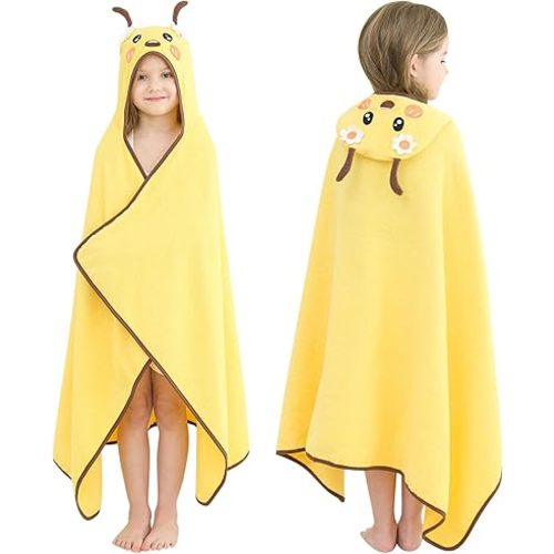 Style Quarters Yellow Bee Hooded Towel for Kids – Soft Cotton, Embroidered, Absorbent Baby Bath Towel – Quick Dry, Lightweight – 50x30 Inches – Perfect for Toddlers & Children
