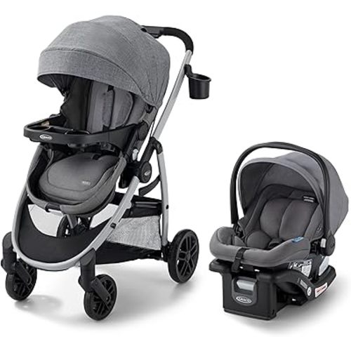 Graco Modes Pramette Travel System, Car Seat and Stroller Combo, Includes SnugRide LX Infant Car Seat and Baby Stroller, 3 Modes: Car Seat Carrier, Pramette, Toddler Stroller, Ellington