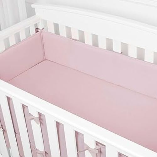 Crib_Bumpers Padded, 4Pcs Mini Crib_Bumper Pads Baby Bumper for Crib Cotton Crib_Liner Padded for Inside Crib Padding Soft Baby Crib_Bumper Protection for Boys and Girls (Pink)