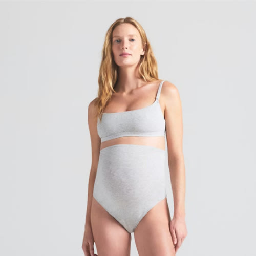 COTTON JERSEY MATERNITY NURSING SCOOP BRALETTE | LIGHT HEATHER GREY | SKIMS